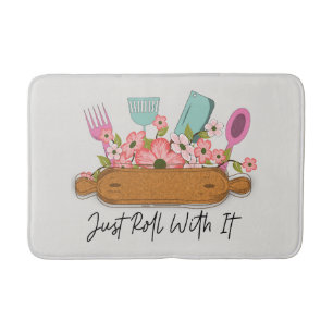 Tapis De Bain Rouleau à pâtisserie de cuisine mignon avec lettra