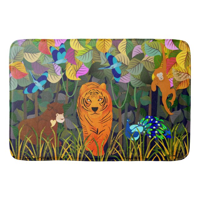 Tapis De Bain Roulon indien de singe de la Jungle Tigre Soleil O (Devant)