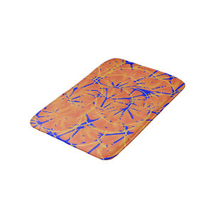 Tapis De Bain Royal Blue And Citrus Orange Tropical Art Design