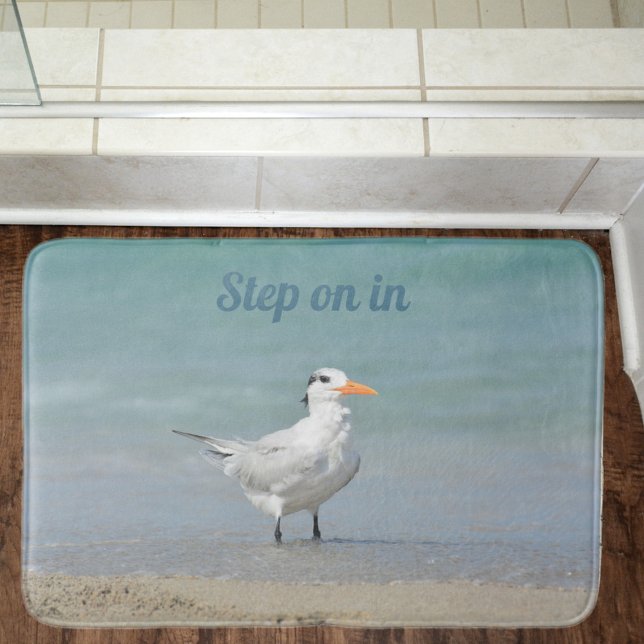 Tapis De Bain Royal Tern on Beach sur la côte personnalisable (Créateur téléchargé)