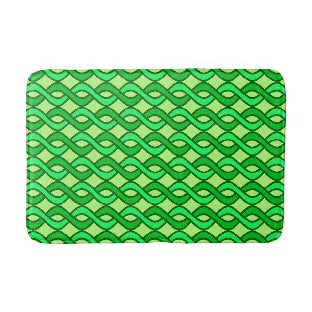 Tapis De Bain Rubans modernes du milieu du siècle, tons verts (Devant)