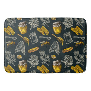 Tapis De Bain Ruche d'abeille miel foncé jaune vintage chic orga