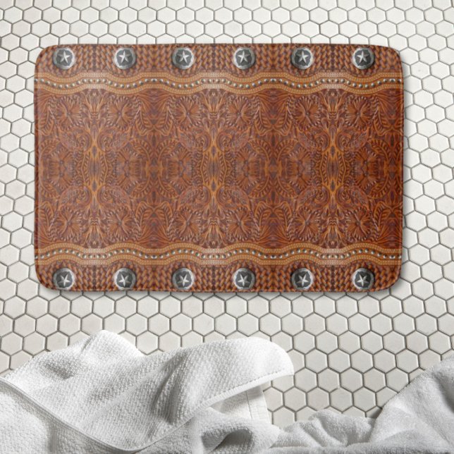 Tapis De Bain Russe Sud-Ouest Cowboy Western Pays Motif (Rustic Southwest Cowboy Western Country Pattern Bath Mat)