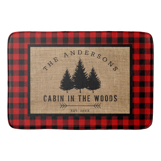 Tapis De Bain Rustic Country Family Nom Cabin dans les Woods (Devant)