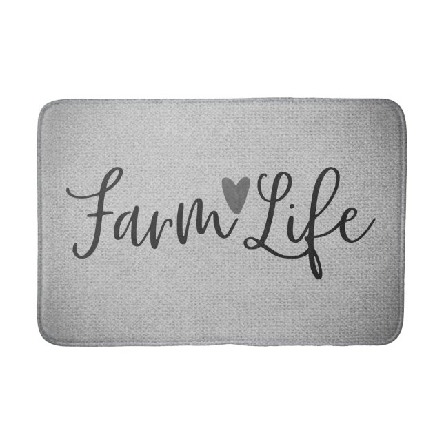 Tapis De Bain Rustic Farm Life Gris Burlap Texture Whimsical (Devant)