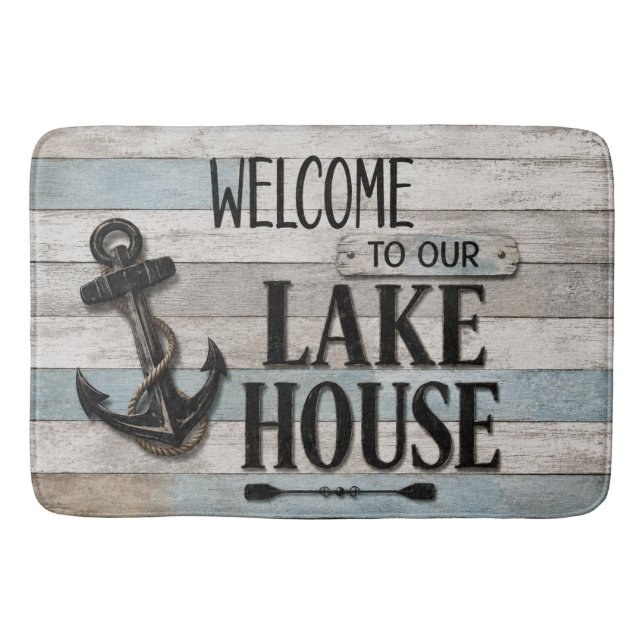 Tapis De Bain Rustic Lake House Anchor Nautical Coastal  (Devant)
