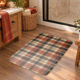 Tapis De Bain Rustique automne classique plaid rouille crème noi
