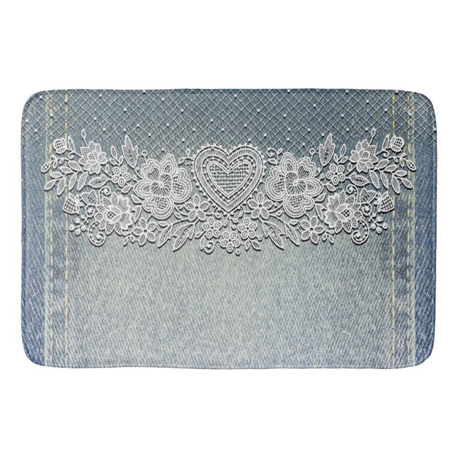 Tapis De Bain Rustique Kraft & Dentelle Blanche Fermière de Mais (Devant)