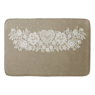 Tapis De Bain Rustique Kraft & Dentelle de mariage Maison rurale