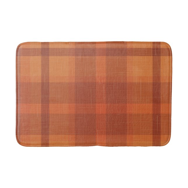 Tapis De Bain Rustique Orange Automne Plaid Tartan (Devant)
