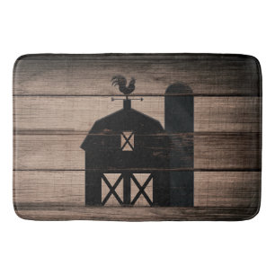 Tapis De Bain Rustique Patiné bois Noir Grange Pays Ferme