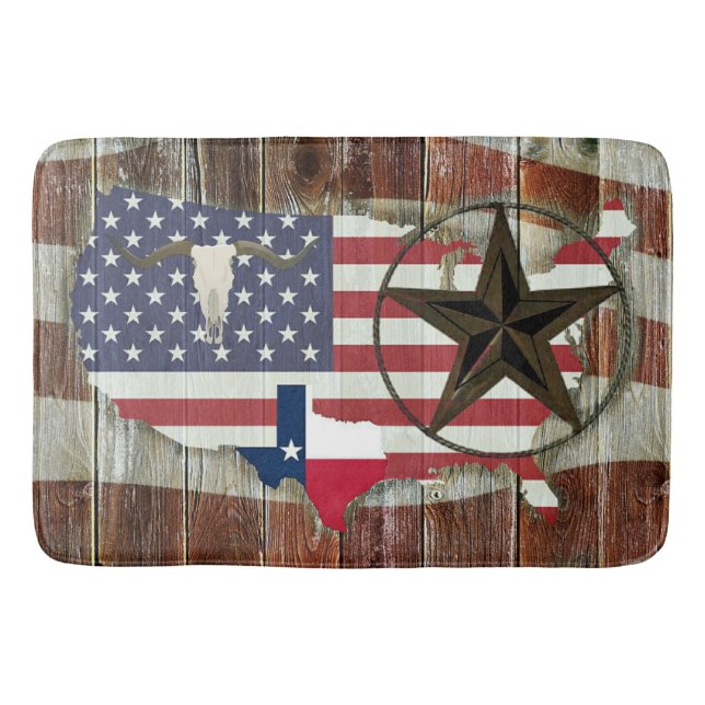 Tapis De Bain Rustique Texas Lone Star Texas Long Horn (Devant)