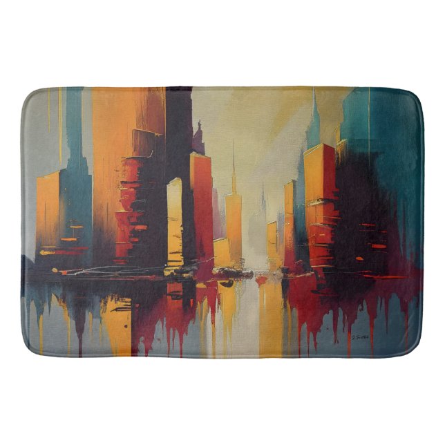 Tapis De Bain Rythme urbain vertical – Ville abstraite (Devant)