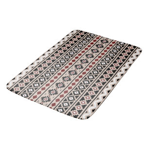 Tapis De Bain Sable rouge gris blanc de noir aztèque de