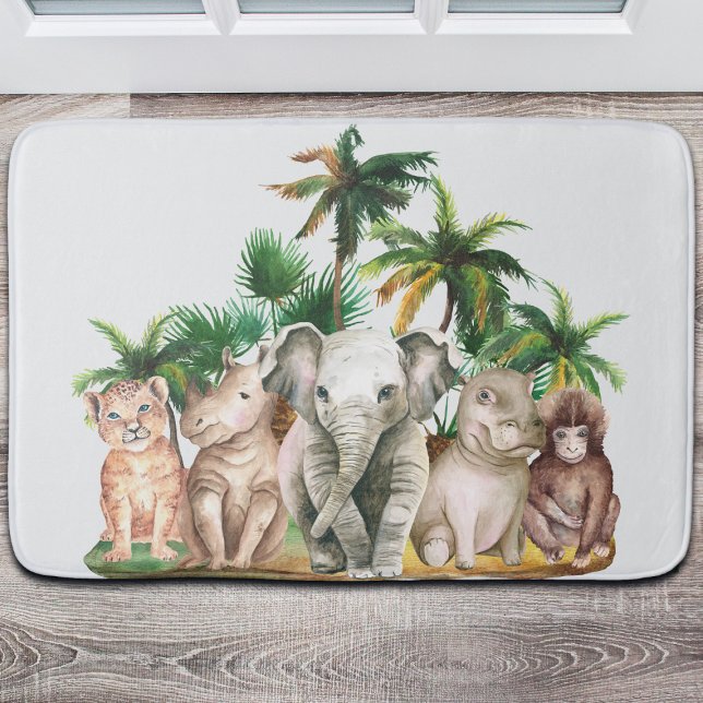 Tapis De Bain Safari Animaux Palmiers (Créateur téléchargé)