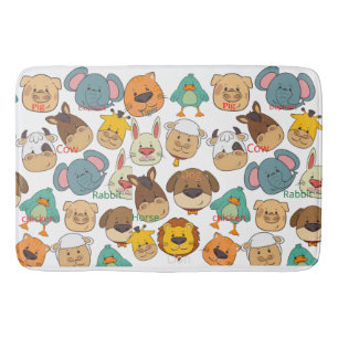 Tapis De Bain Safari pour enfants colorés zoo d'élevage animal m