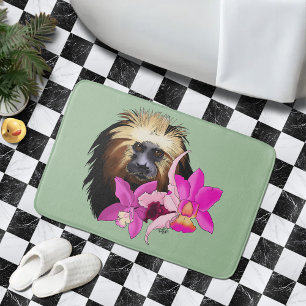 Tapis De Bain Sage Floral Tamarin Lion à Tête Dorée Singe