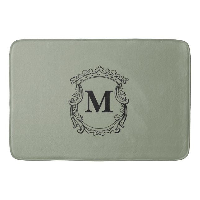 Tapis De Bain Sage Green Custom Monogram Crest (Devant)