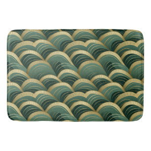 Tapis De Bain Sage Green et Gold Arches Vagues