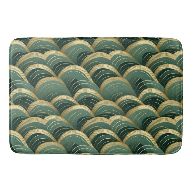 Tapis De Bain Sage Green et Gold Arches Vagues (Devant)