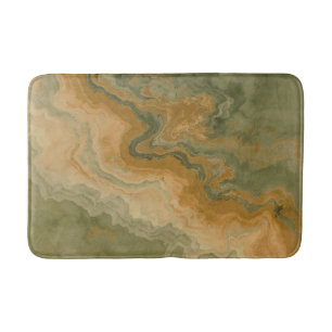 Tapis De Bain Sage Olive Green Mustard Yellow Print