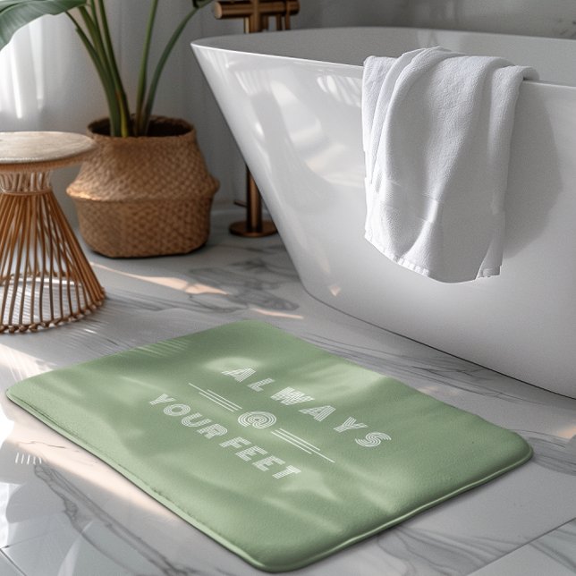 Tapis De Bain Sage vert et blanc Toujours à vos pieds (Créateur téléchargé)