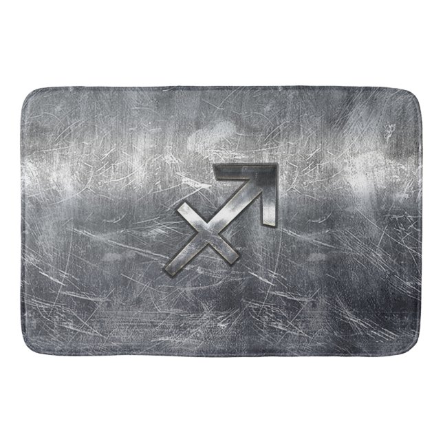 Tapis De Bain Sagittarius Zodiac Grunge en acier déprimé (Devant)