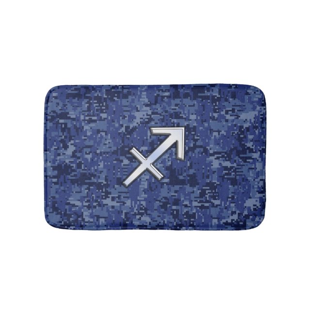 Tapis De Bain Sagittarius Zodiac Sign on Navy Camouflage numériq (Devant)
