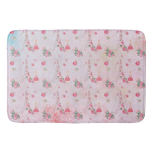 Tapis De Bain Saint-Valentin-Paris-Girl-Eiffeltower en rose-Moti