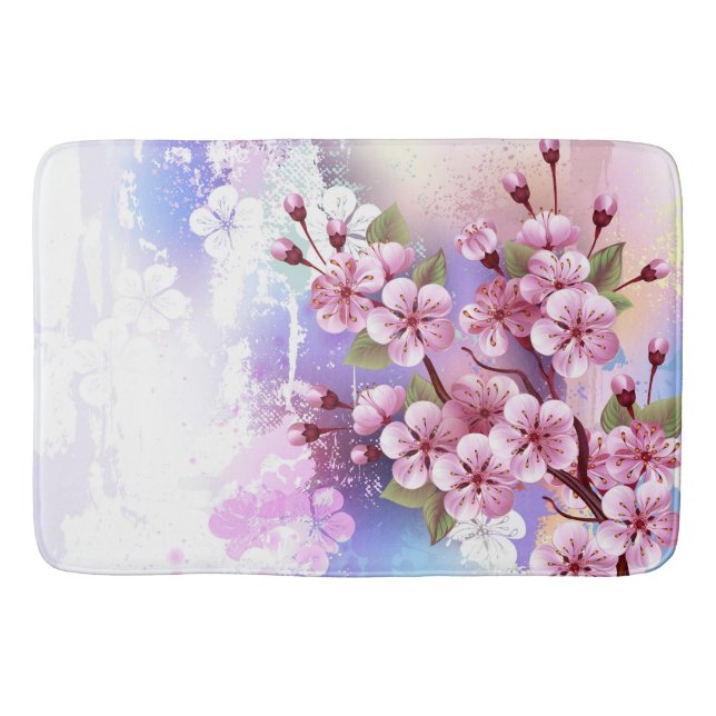 Tapis De Bain Sakura rose sur la peinture Arrière - plan (Devant)