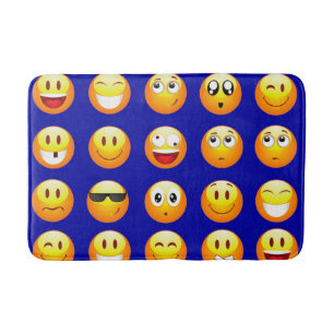 Tapis De Bain salle de bain emojis bleu foncé