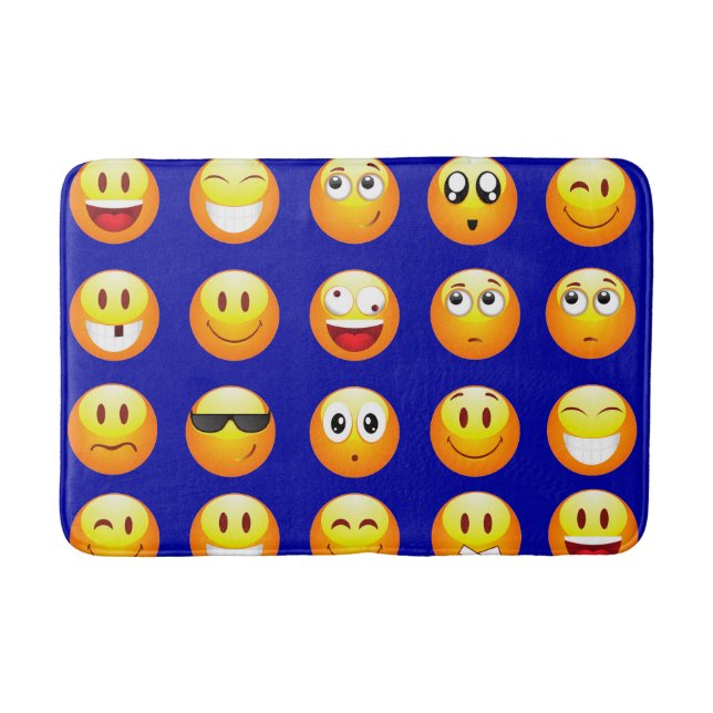 Tapis De Bain salle de bain emojis bleu foncé (Devant)