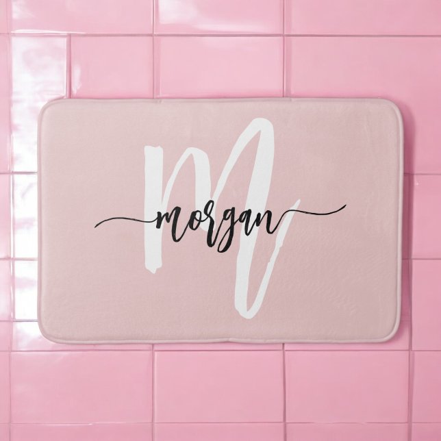 Tapis De Bain Salle de bain pour filles Monogramme rose (Créateur téléchargé)