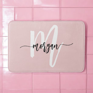 Tapis De Bain Salle de bain pour filles Monogramme rose