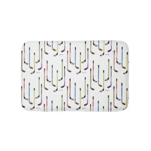 Tapis De Bain Salle de bains de bâtons de hockey colorée