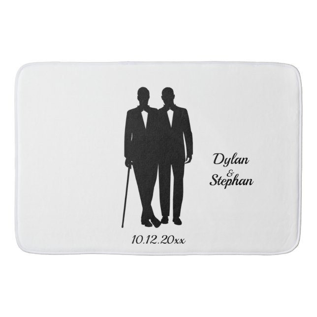 Tapis De Bain Salles de Mariage gay avec nom et date (Devant)