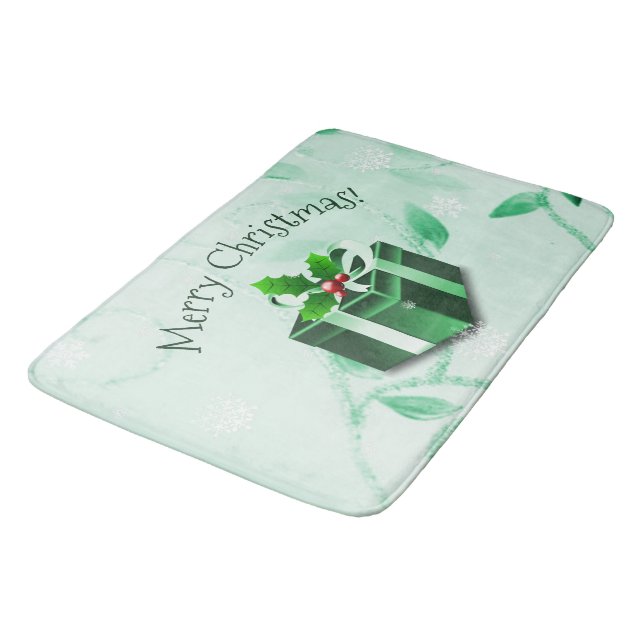 Tapis De Bain Salon de bain cadeau de Noël vert (Angle)