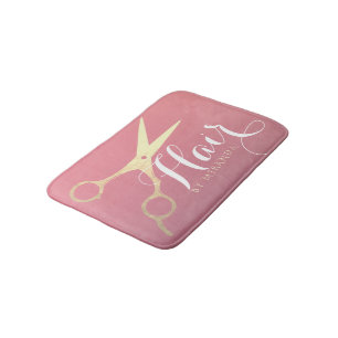 Tapis De Bain Salon de maquillage moderne ciseaux d'or rose