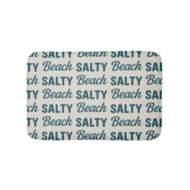 Tapis De Bain Salty Beach Coastal Teal Graphic Print Ocean Decor (Devant)