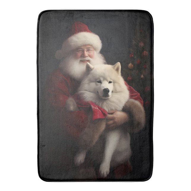 Tapis De Bain Samoyède avec le Père Noël Festif Noël (devant Vertical)