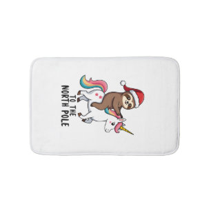 Tapis De Bain Santa Paresseux à Cheval sur Licorne Drôle Fille N