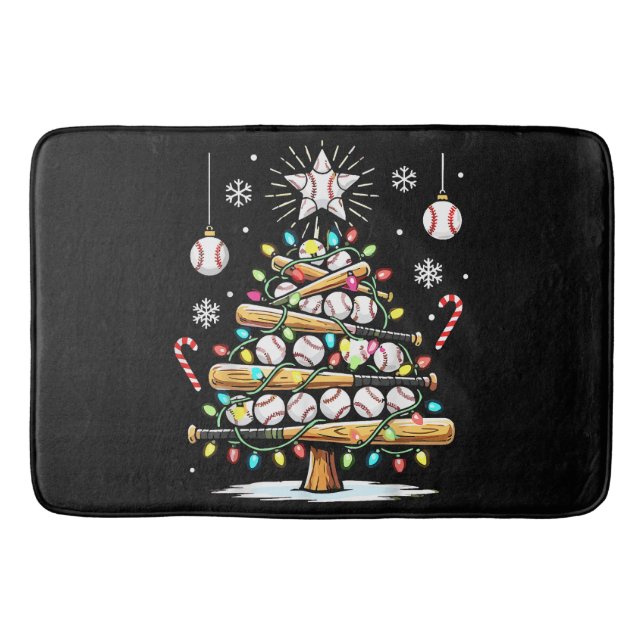 Tapis De Bain Sapin de Noël de baseball (Devant)