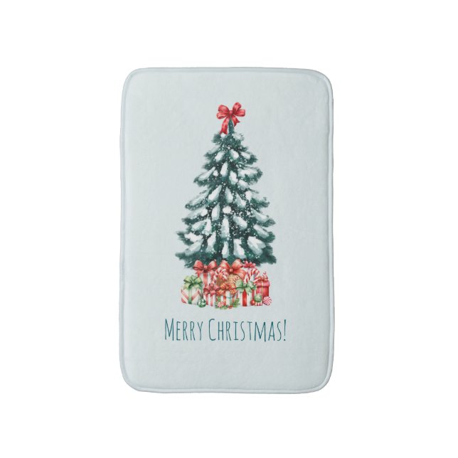 Tapis De Bain Sapin de Noël Élégant enneigé (Devant (Vertical))