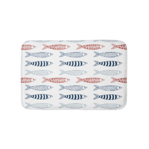 Tapis De Bain Sardines méditerranéennes décoratives Motif de poi