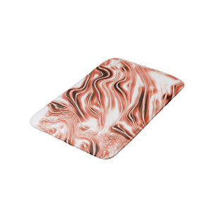Tapis De Bain Saumon à rouge long ondulé traces sur fond blanc