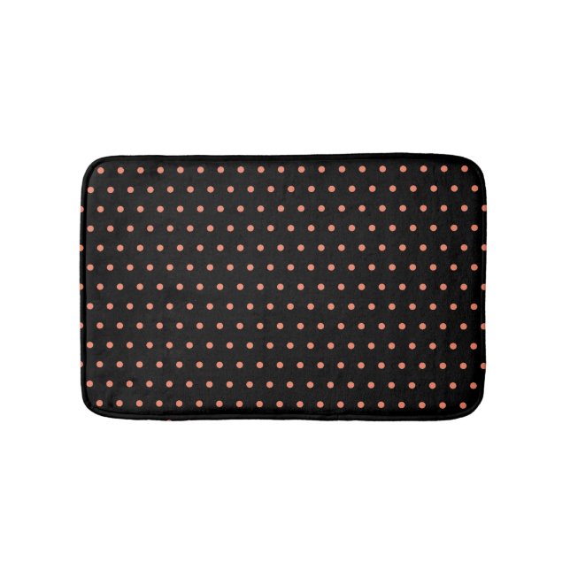 Tapis De Bain Saumon élégant Polka Dot Noir (Devant)