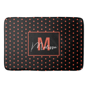 Tapis De Bain Saumon noir moderne et tendance Monogramme pointil