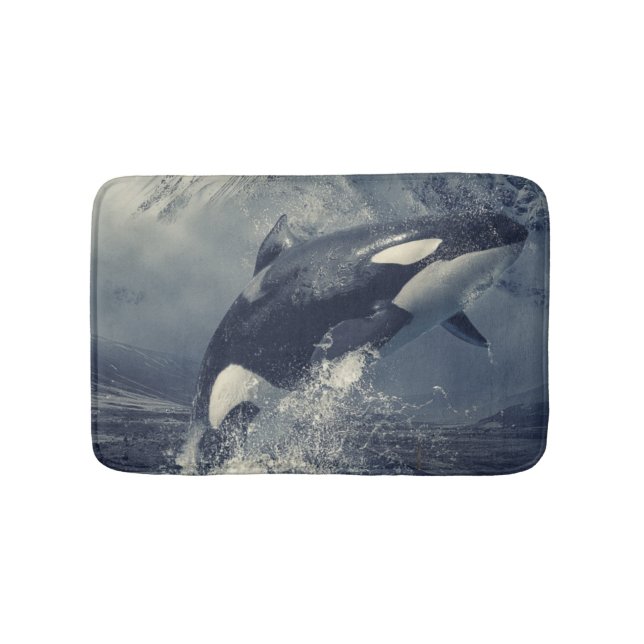 Tapis De Bain Sauts de baleines tueuses sauvages (Devant)