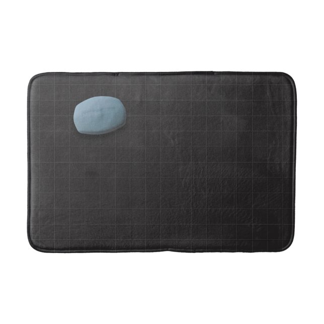 Tapis De Bain Savon bleu sur Carrelage noir (Devant)