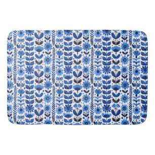 Tapis De Bain Scandi bleu floral